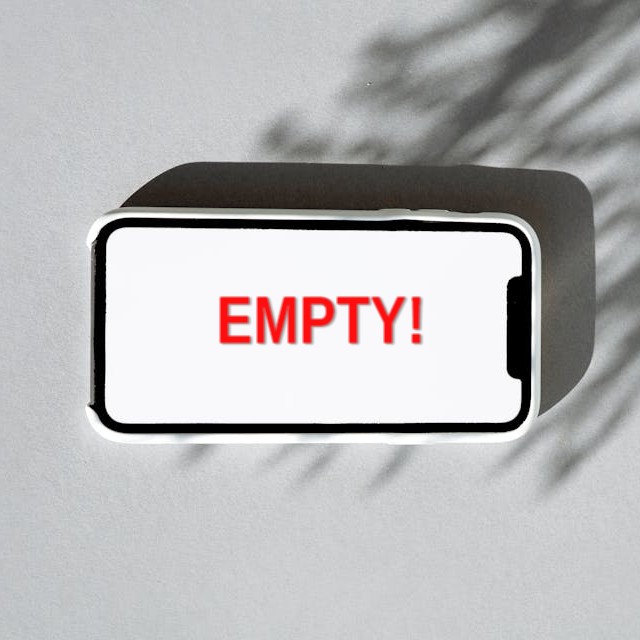 Pusty, wyczyszczony ekran telefonu